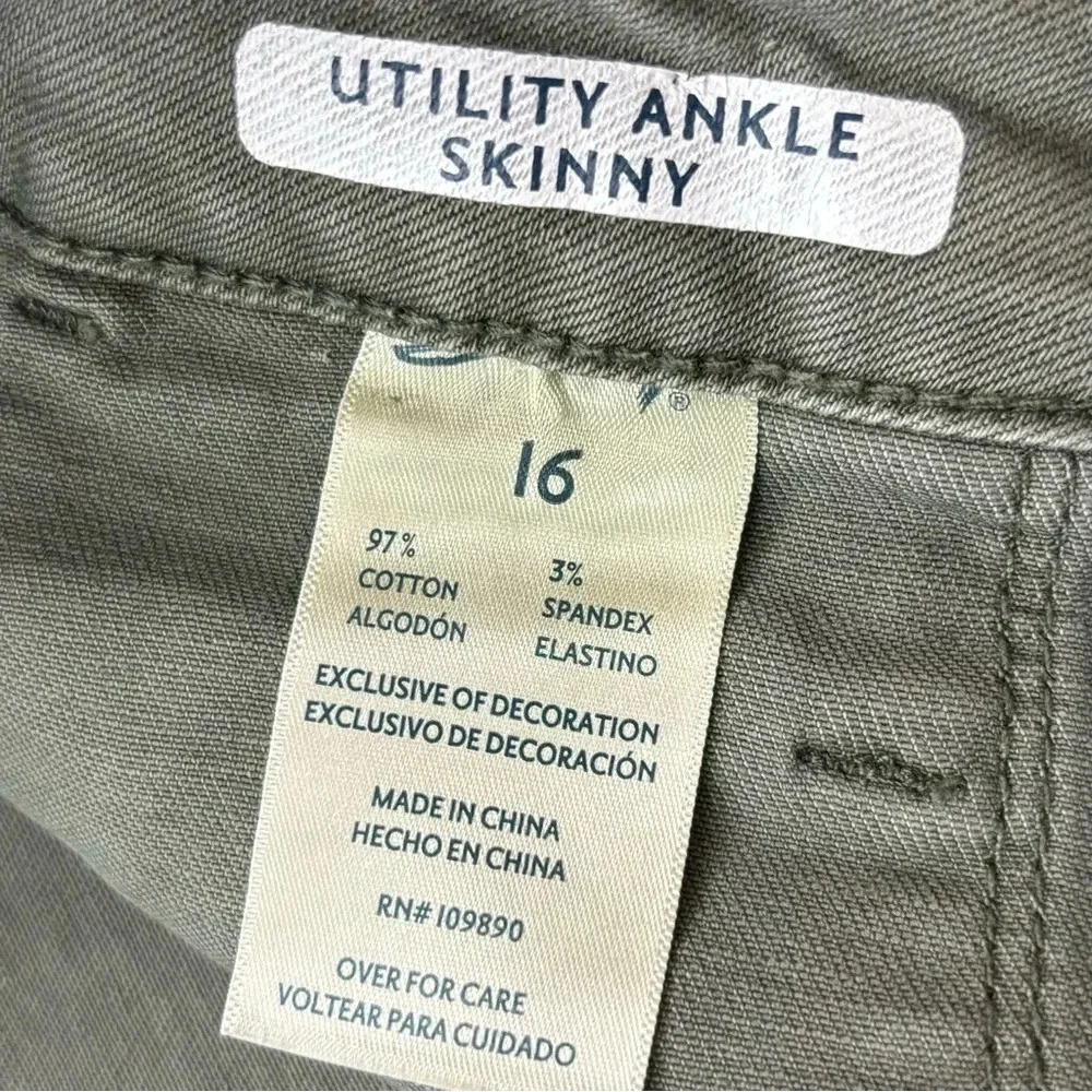 Seven7 Green Military Utility Ankle Stretch Midrise Ankle Skinny Pants Size 16 - Picture 13 of 15